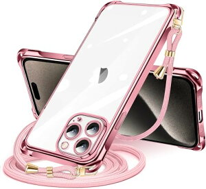 iPhone 15 Pro Max �P�[�X �N���A �V�����_�[ iPhone15pro max �X�}�z�P�[�X �A�C�t�H��15ProMax �J�o�[ ���|�� �΂߂��� ���� ���^ �y�� TPU �R�t�� �΂߂��� �D��X�g���b�v�t�� �l�b�N�X�g���b�v �V����