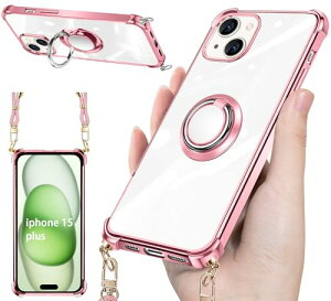 iphone 15 plus �P�[�X �N���A �l�b�N �����O�t�� �V�����_�[ �A�C�t�H��15plus �ϏՌ� iphone15plus �g�уJ�o�[�o���p�[ tpu ���^ �y���^ 360�x��] �X�}�z�P�[�X �X�g���b�v�z�[���t�� �Ռ��z�� �񂩂�