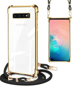 Galaxy S10 Plus �P�[�X�N���A �V�����_�[ SCV42 SC-04L SC-05L �X�}�z�P�[�X �M�����N�V�[s10�v���X �J�o�[ �ϏՌ� �P�[�X ���|�� �΂߂��� �؍� ���� TPU ���^ �y�� �R�t�� �D��X�g���b�v�t�� �l�b�N 