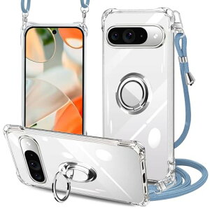 Google Pixel 9 �P�[�X �N���A Google Pixel 9 Pro �l�b�N �����O�t�� �V�����_�[�P�[�X �ϏՌ� �s�N�Z��9 / 9pro �X�}�z�P�[�X ���|�� �΂߂��� ��|�� ���� TPU �X�g���b�v�t�� ���^ �y�� �R�t�� �l�b�N