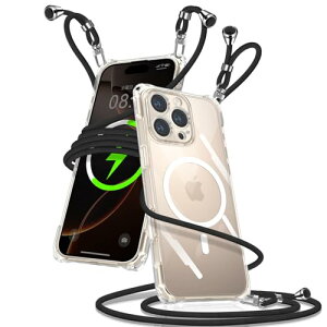 iPhone 16 Pro Max �P�[�X �N���A �V�����_�[ MagSafe iPhone16 Pro Max �X�}�z�P�[�X �g�уX�g���b�v �}�O�Z�[�t�A�C�t�H��16 Pro Max �J�o�[ ���|�� �΂߂��� ���� TPU �R�t�� �D��X�g���b�v�t�� ��������
