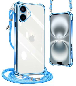 iPhone16 plus �P�[�X �N���A �l�b�N �V�����_�[ �ϏՌ� �X�g���b�v�t�� iphone16 plus�X�}�z�P�[�X �A�C�t�H��16 plus �J�o�[ ���� TPU ���^ �y�� �X�}�z �V���R�� �J�o�[ �R�t�� �΂߂��� �D��X�g���b