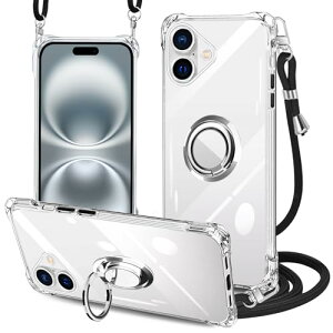 iPhone16 plus �P�[�X �N���A �l�b�N �����O�t�� �V�����_�[ �ϏՌ� �A�C�t�H��16 plus�X�}�z�P�[�X iphone16 plus �J�o�[ ���|�� �΂߂��� ���� TPU �X�g���b�v�t�� ���^ �y�� �R�t�� �l�b�N�X�g���b�v 