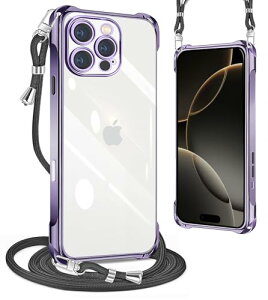 iPhone16 Pro Max �P�[�X �N���A �l�b�N �V�����_�[ �ϏՌ� �X�g���b�v�t�� iphone16 pro max�X�}�z�P�[�X �A�C�t�H��16 Pro Max �J�o�[ ���� TPU �X�}�z �V���R�� �R�t�� �΂߂��� �D��X�g���b�v�t�� ��