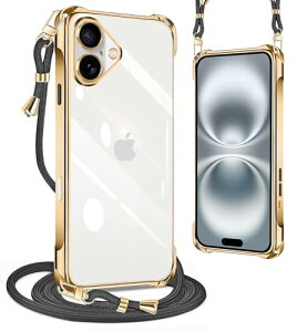 iPhone16 plus �P�[�X �N���A �l�b�N �V�����_�[ �ϏՌ� �X�g���b�v�t�� iphone16 plus�X�}�z�P�[�X �A�C�t�H��16 plus �J�o�[ ���� TPU ���^ �y�� �X�}�z �V���R�� �J�o�[ �R�t�� �΂߂��� �D��X�g���b