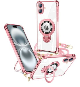 iPhone 16 plus�P�[�X �N���A �l�b�N �����O�t�� �V�����_�[ MagSafe�A�C�t�H��16 plus�P�[�X �ϏՌ� iPhone16 plus�g�уJ�o�[�o���p�[ tpu �y���^ 120�x��] �}�O�l�b�g���� ���@�\ �X�g���b�v�z�[���t�� 