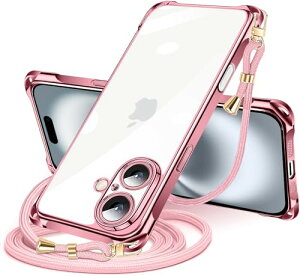 iPhone 16 Plus �P�[�X �N���A �V�����_�[ iPhone16plus �X�}�z�P�[�X �A�C�t�H��16Plus �J�o�[ ���|�� �΂߂��� ���� TPU ���^ �y�� �ϏՌ� �R�t�� �΂߂��� �D��X�g���b�v�t�� �l�b�N�X�g���b�v �V��