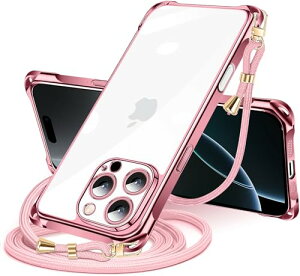 iPhone 16 Pro �P�[�X �N���A �V�����_�[ iPhone16pro �X�}�z�P�[�X �A�C�t�H��16Pro �J�o�[ ���|�� �΂߂��� ���� TPU ���^ �y�� �ϏՌ� �R�t�� �΂߂��� �D��X�g���b�v�t�� �l�b�N�X�g���b�v �V����