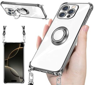 iPhone 16 Pro Max �P�[�X �N���A �l�b�N �����O�t�� �V�����_�[ �A�C�t�H��16 Pro Max �ϏՌ� iPhone16 Pro Max �g�уJ�o�[�o���p�[ tpu ���^ �y���^ 360�x��] �X�}�z�P�[�X �X�g���b�v�z�[���t�� �Ռ��z