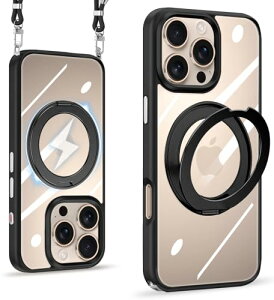 iPhone 16 Pro Max �P�[�X �N���A �V�����_�[ MagSafe�����O 360°��]�X�^���h ���C�����X�[�diPhone16promax �J�o�[ �ϏՌ� ���� ���΂݂Ȃ� �A�C�t�H��16ProMax �X�}�z�P�[�X ��|�� ���|�� �΂ߊ|�� �R�t