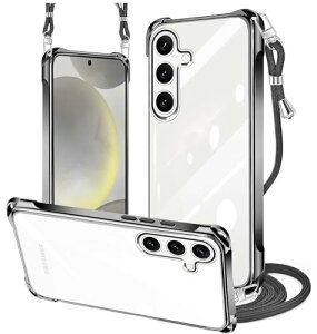 Galaxy s24 / s25 �P�[�X �N���A �l�b�N �V�����_�[ SC-51E / SCG25 �ϏՌ� �T���X�� �M�����N�V�[ S24 / s25 �X�}�z�P�[�X ���|�� �΂߂��� ��|�� �J�o�[ ���b�L���H ���� TPU ���y�^ �X�g���b�v�t�� �l