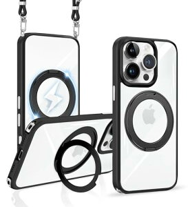 iPhone 14 Pro �P�[�X �V�����_�[ �N���A �����O�t�� ���� MagSafe�}�O�Z�[�t ���C�����X�[�d �����O�t�� �X�^���h�@�\ �}�O�l�b�g���� �X�}�z�P�[�X �A�C�t�H�� 14�v�� �P�[�X �V���R�� TPU ���߉�