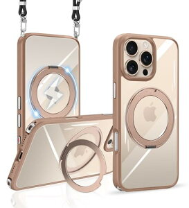 iPhone 16 Pro Max �P�[�X �V�����_�[ �N���A �����O�t�� ���� MagSafe�}�O�Z�[�t ���C�����X�[�d �X�^���h�@�\ �}�O�l�b�g���� �X�}�z�P�[�X �A�C�t�H�� 16 �v���}�b�N�X �P�[�X �V���R�� TPU ���߉�