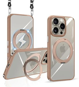 iPhone 15 Pro Max �P�[�X �V�����_�[ �N���A �����O�t�� ���� MagSafe�}�O�Z�[�t ���C�����X�[�d �X�^���h�@�\ �}�O�l�b�g���� �X�}�z�P�[�X �A�C�t�H�� 15 �v���}�b�N�X �P�[�X �V���R�� TPU ���߉�