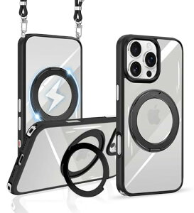 iPhone 16 Pro Max �P�[�X �V�����_�[ �N���A �����O�t�� ���� MagSafe�}�O�Z�[�t ���C�����X�[�d �X�^���h�@�\ �}�O�l�b�g���� �X�}�z�P�[�X �A�C�t�H�� 16 �v���}�b�N�X �P�[�X �V���R�� TPU ���߉�