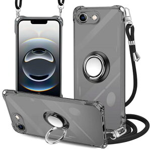 iPhone 17e �P�[�X �N���A �l�b�N �����O�t�� �V�����_�[ iPhone 16E �ϏՌ� iPhone 16e �X�}�z�P�[�X ���|�� �΂߂��� ���� TPU �X�g���b�v�t�� ���^ �y�� �R�t�� �l�b�N�X�g���b�v �V�����_�[ ���|�� 