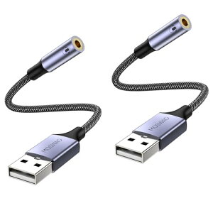 USB����I�[�f�B�I�W���b�N�A�_�v�^ (2�p�b�N) 3.5 mm�⏕�X�e���I�ϊ���t���O���T�E���h�J�[�h�W���b�N�I�[�f�B�I�A�_�v�^ �w�b�h�z�� PC �m�[�g�p�\�R�� Linux �f�X�N�g�b�v PS4�Ȃǂ̋@���