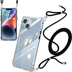 iPhone14 Plus �P�[�X �V�����_�[ �N���A �ϏՌ� �X�g���b�v�t�� �X�}�z�P�[�X �A�C�t�H��14Plus �J�o�[ ���� ���^ �y�� TPU �V���R�� �R�t�� ���|�� ��|�� �΂߂����P�[�X ���߉\�ȃV�����_�[ 