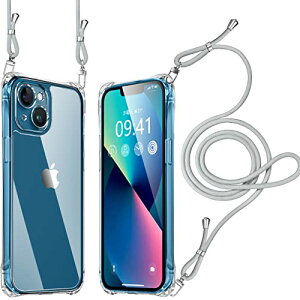 iPhone 13 �P�[�X �V�����_�[ �N���A �ϏՌ� �����Y�ی� �����ӂ���13�P�[�X ���|�� �񂩂� �΂߂��� ��|�� �J�o�[ ���߉\�� ���� �����h�~ �c / �� �����h�~ 2WAY (�O���[)