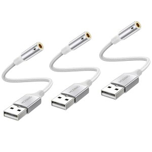USB �I�[�f�B�I �ϊ��A�_�v�^ �O�t�� �T�E���h�J�[�h 4�� TRRS �ϊ� usb-3.5mm �I�[�f�B�I�P�[�u�� �C���z�� �w�b�h�t�H�� PC ���b�v�g�b�v Linux �f�X�N�g�b�v PS4 ���̑��̃f�o�C�X�ɑΉ�