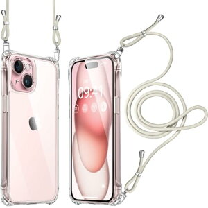 iPhone 15 Plus �P�[�X �V�����_�[ �N���A �ϏՌ� �����Y�ی� �A�C�t�H��15 plus �X�}�z�P�[�X ���|�� �񂩂� �΂߂��� ��|�� �J�o�[ ���߉\�� ���� �����h�~ �c / �� �����h�~ 2WAY (�z���C�g)