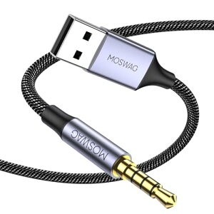USB �I�[�f�B�I�W���b�N�A�_�v�^ USB�I�X����3.5 mm�I�X�܂�AUX�X�e���I�I�[�f�B�I�ϊ��� 10 FT / 3���[�g���i�C�����҂�USB AUX�P�[�u����PC �m�[�g�p�\�R�� Windows Mac OSX Linux �ƒ�p�X�e���I �C���z