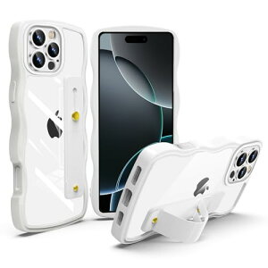 iPhone 16 Pro �P�[�X �N���A �X�^���h�@�\ �A�C�t�H�� 16 Pro �X�}�z�P�[�X �ϏՌ� �J�o�[ ���� �y�� ���^ ������� �l�C �X�g���b�v�z�[�� (�z���C�g)