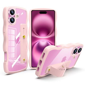 iPhone 16 Plus �P�[�X �N���A �X�^���h�@�\ �A�C�t�H�� 16 Plus �X�}�z�P�[�X �ϏՌ� �J�o�[ ���� �y�� ���^ ������� �l�C �X�g���b�v�z�[�� (�s���N)