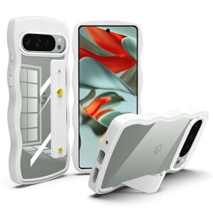 Google Pixel 9 Pro �P�[�X �N���A �X�^���h�@�\ �s�N�Z�� 9 Pro �X�}�z�P�[�X �ϏՌ� �J�o�[ ���� �y�� ���^ ������� �l�C �X�g���b�v�z�[�� (�z���C�g)