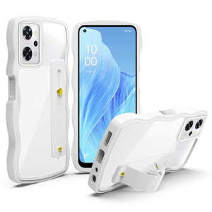 OPPO Reno9 A / Reno7 A �P�[�X �N���A �X�^���h�@�\ OPG04 �X�}�z�P�[�X �ϏՌ� �J�o�[ ���� �y�� ���^ ������� �l�C �X�g���b�v�z�[�� (�z���C�g)