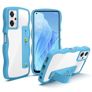 OPPO Reno9 A / Reno7 A �P�[�X �N���A �X�^���h�@�\ OPG04 �X�}�z�P�[�X �ϏՌ� �J�o�[ ���� �y�� ���^ ������� �l�C �X�g���b�v�z�[�� (�u���[)