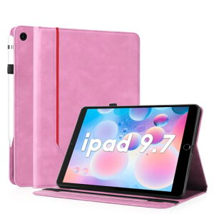 iPad 9.7�C���` (2018 / 2017 ��6 / 5����p) air 1 / air2 �P�[�X �ϏՌ� PU���U�[ �J�o�[ ���p Apple Pencil ���[�\ �I�[�g�X���[�v / �E�F�C�N�@�\������� �y�� �V���v�� �r�W�l�X�� �����h�~ �J�[�h