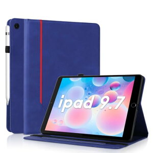 iPad 9.7�C���` (2018 / 2017 ��6 / 5����p) air 1 / air2 �P�[�X �ϏՌ� PU���U�[ �J�o�[ ���p Apple Pencil ���[�\ �I�[�g�X���[�v / �E�F�C�N�@�\������� �y�� �V���v�� �r�W�l�X�� �����h�~ �J�[�h