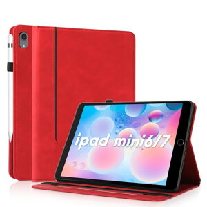iPad Mini 7 (A17 Pro 2024) / iPad Mini6 �P�[�X 2021 8.3�C���` ��7 / 6���� �ϏՌ� PU���U�[ �J�o�[ Apple Pencil ���[�\ �I�[�g�X���[�v / �E�F�C�N�@�\�y�� �V���v�� �r�W�l�X�� �J�[�h�|�P�b�g �X�^���h�P