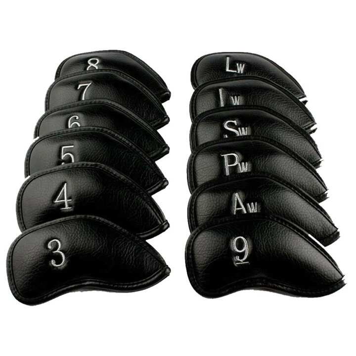 楽天市場 ゴルフ アイアンカバー ヘッドカバー セット 番手付き 12セット 黒色 ブラック ヘッドカバー クラブ シンプル おしゃれ 12cover Lavett