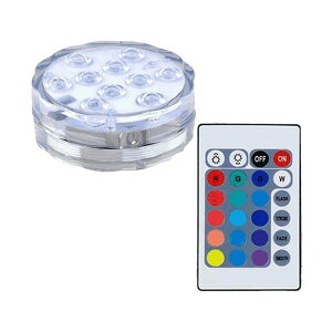 潜水 水中ライト LED 防水マルチカラー電池式 リモコン 操作 無線 10灯 LED インテリア お風呂 お庭 花瓶 水槽 金魚鉢 WATERLIGHT
