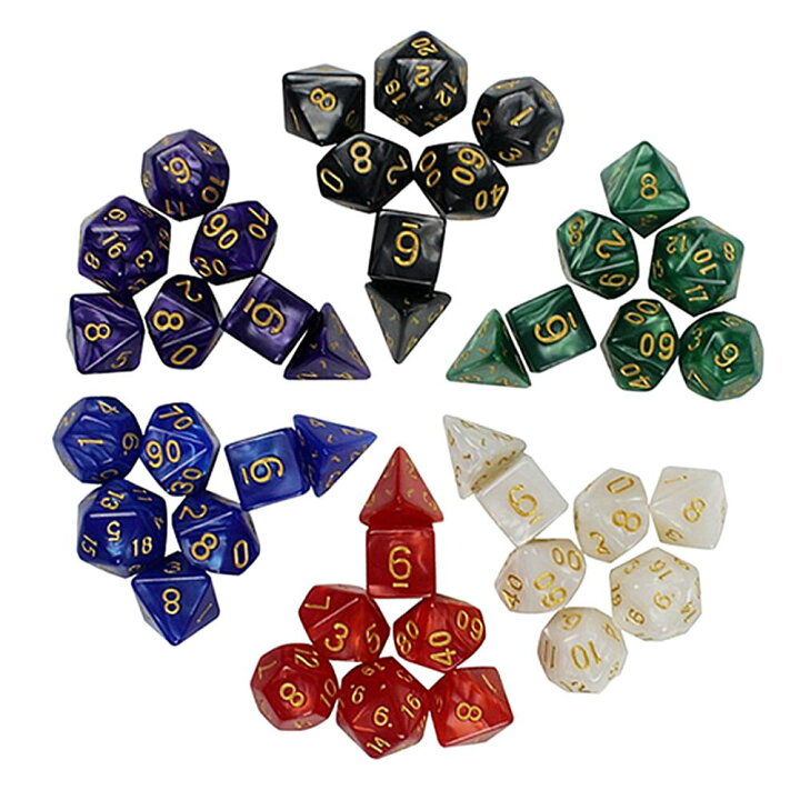 楽天市場 多面体ダイス 42個セット 6色 Trpg ボードゲーム サイコロ おもちゃ 麻雀 カード 高品質ゴールドオイル 10面 Koroset Lavett
