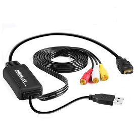 HDMIコンポジット変換 車載用対応 HDMI to RCA/AV/コンポジット 変換アダプター ケーブル 1080P USB給電 車載モニター テレビ ソフト不要 アナログ3 HDMITORCA