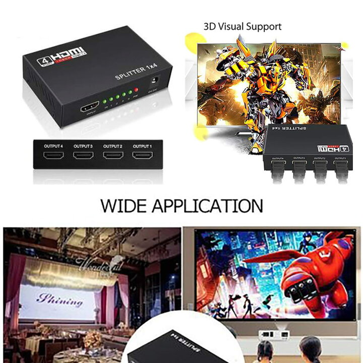 楽天市場】HDMIスプリッタ 4出力 HDMI分配器 4画面 1入力 4Ｋ 1080Ｐ フルウルトラHD 3D プレゼン 会議 BUNPAI4 :  LAVETT