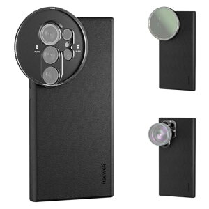 Galaxy S24 Ultra �P�[�X TPU+PC �ی�P�[�X �����Y�ی� ������v�� 17mm�����Y�o�b�N�v���[�g/67mm�t�B���^�[�A�_�v�^�[�t�� �Ռ��z�� �����h�~ ����~�� �����[�d ���C�Ή� PA052 �u���b�N ������