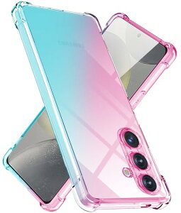 Galaxy S24 FE ケース クリア TPU 薄型 軽量 ギャラクシー S24 FE スマホケース グラデーション色 ケース 耐衝撃滑り止め 黄変防止 防塵 一体型 人気 携帯カバー (ピンクグリーン) 送料無料