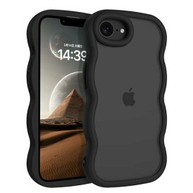 iPhone 16e ケース ブラック 波型 うねうね かわいい 韓国 人気 可愛い ソフト 超軽量 耐衝撃 指紋防止 ストラップホール付き 半透明 おしゃれ ウェーブ カバー iPhone16e iPhone SE4 スマホケース 6.1インチ ブラック 送料無料