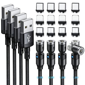 USB P[u }CNUSB Type-C }Olbg [dP[u 3in1 [4{Zbg] 360° + 180°]\  C ho E RlN^ ^Cvc Micro USB Cable (0.9M + 0.9M + 1.8M + 1.8M / ubN) 