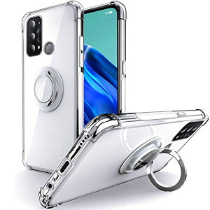Oppo Reno 5A ケース A1010P CPH2199 リング付き ケース 回転リング 耐衝撃 耐久 すり傷防止 滑り止め『四隅がエアクッション構造』スタンド機能 軽量 薄型 クリア TPU 透明 スマホケース Reno5 A カバ