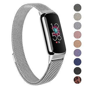Fitbit Luxe �o���h �����x���g �X�e�����X �����x���g �������� �j���� �}�O�l�b�g ���ߋ� ���b�V�� �ʋC (�V���o�[) ��������