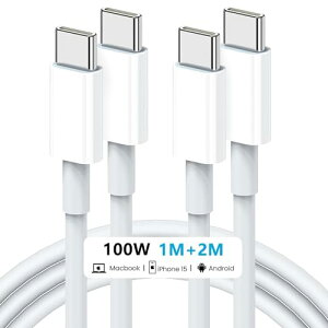 USB Type C [dP[u USB C / Type C P[u [1m + 2m 2{Zbg] PDΉ 100W / 5A }[d USB-C fh~ iPhone 16 / 16 Pro / 15 / 15 Plus iPad ProType-c@Ή 