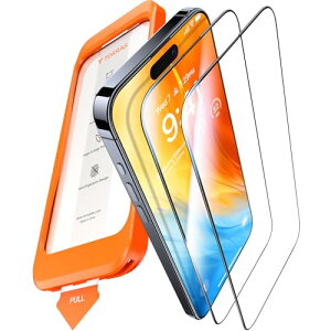 iPhone 16 Pro �K���X�t�B���� �S�ʕی� 10�{�����ɍ׉� 9H���� �������o / �z�� �w��h�~ ���炳�� �Y�� / �C�A�Ȃ� 2�� ����I�ȃK�C�h�g 6.3�C���` iPhone16pro �ی�t�B���� GlassGo Ultra ��������