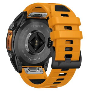 22mm Quickfit �o���h Garmin Descent G2 / Garmin Tactix 8/Fenix 8/Fenix E 47mm / Fenix 7 Pro Fenix 7 �V���R���� �X�|�[�c�o���h �X�g���b�v �����x���g �_�炩�� �ʋC�� �j���� (�I�����W�J���[ + �u���b�N) ������