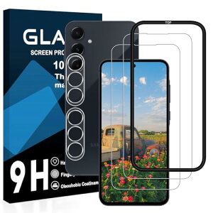 Galaxy A55 5G ガラスフィルム 2枚+2枚 液晶フィルム レンズ保護フィルム ガイド枠付き SC-53E / SCG2 フィルム(2枚入) + カメラフィルム(2枚入)液晶保護フィルム 強化ガラス 硬度9H 厚さ0.26mm 3Dラ
