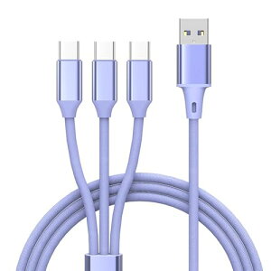 USB Type C 3in1 [d P[u 66W / 5A }[d f[^] 1.5M USB A to ^CvC+^CvC+^CvC 3 3䓯[d VR _炩 ܂Ȃ fh~ iPhone 15 / PS5 / Sony Xperia / LG / Huawei / Xiaomi^C